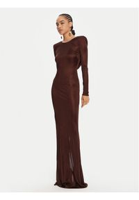 Elisabetta Franchi Sukienka wieczorowa AB-R10-56E2-V690 Brązowy Regular Fit. Kolor: brązowy. Materiał: wiskoza. Styl: wizytowy