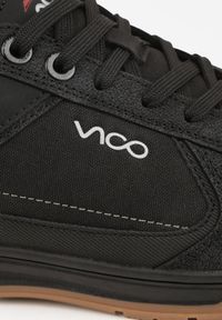 Born2be - Czarne Buty Sportowe Sneakersy z Tłoczeniem i Napisem Kassonia. Okazja: na co dzień. Kolor: czarny. Materiał: jeans. Wzór: napisy #3