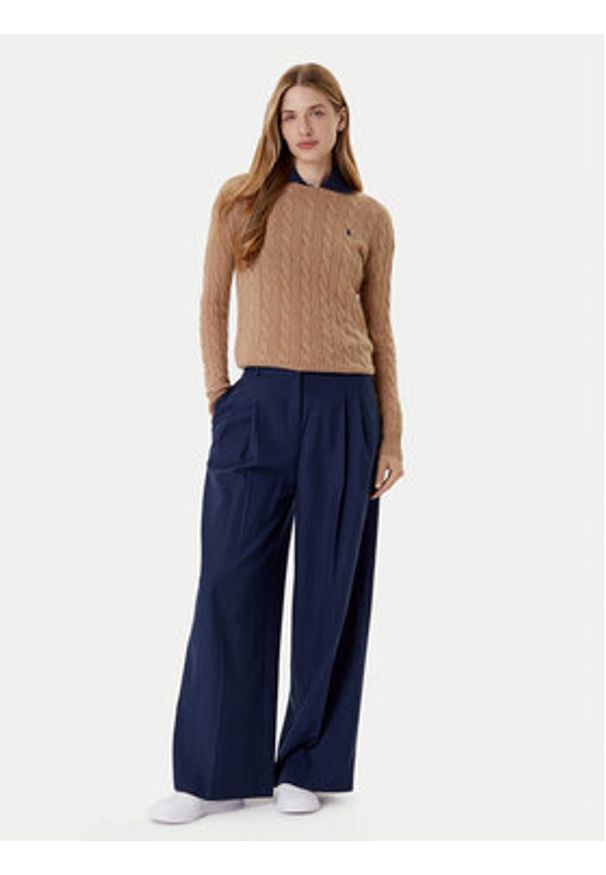 Polo Ralph Lauren Sweter 211971865002 Beżowy Slim Fit. Typ kołnierza: polo. Kolor: beżowy. Materiał: wełna