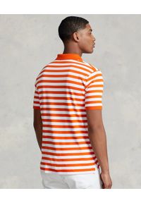 Ralph Lauren - RALPH LAUREN - Koszulka polo w pomarańczowe paski Custom Slim Fit. Typ kołnierza: polo. Kolor: pomarańczowy. Materiał: bawełna. Wzór: paski