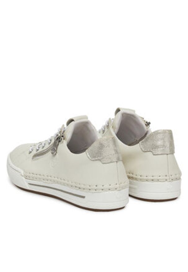 Rieker Sneakersy L7250-80 Écru. Materiał: skóra