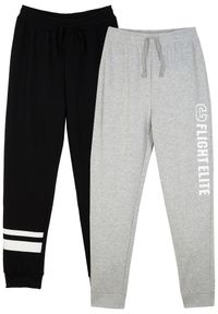 bonprix - Spodnie dresowe z miękkiej mieszanki bawełny (2 szt.). Kolor: czarny. Materiał: dresówka, bawełna, materiał #1