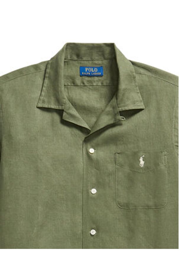 Polo Ralph Lauren Koszula 710966421501 Zielony Regular Fit. Typ kołnierza: polo. Kolor: zielony. Materiał: len