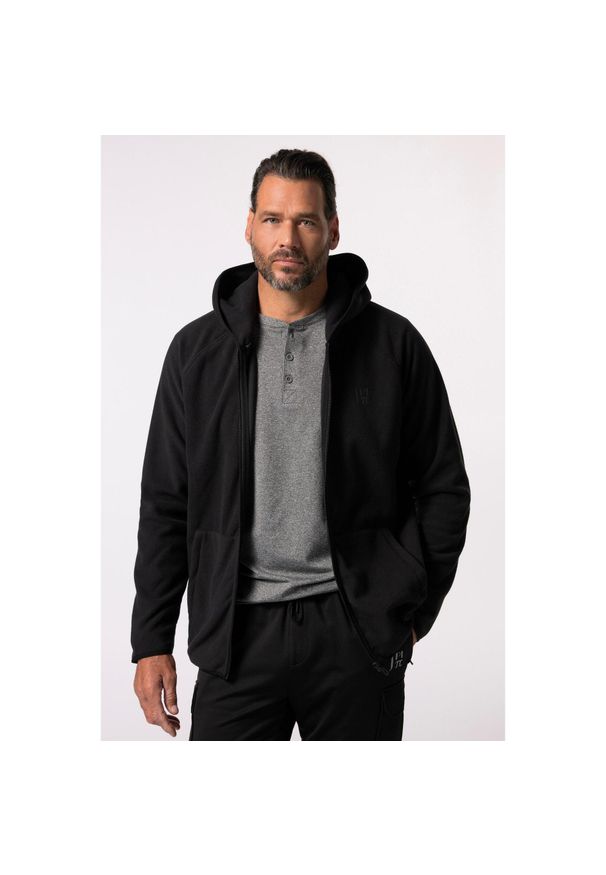 JAY-PI - Męska Kurtka polarowa ultralekka z kapturem do 7 XL. Typ kołnierza: kaptur. Kolekcja: plus size. Kolor: czarny. Materiał: poliester, materiał. Sport: turystyka piesza