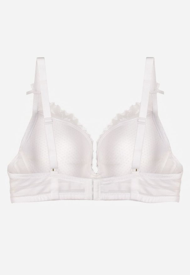 Born2be - Biały Biustonosz Koronkowy z Kokardkami Themikaia. Kolor: biały. Materiał: koronka