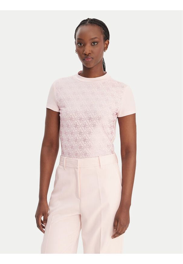 Guess T-Shirt W4BI26 J1314 Różowy Regular Fit. Kolor: różowy. Materiał: bawełna