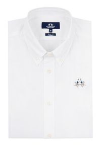 La Martina Koszula CCMC02 PP003 Biały Slim Fit. Kolor: biały. Materiał: bawełna