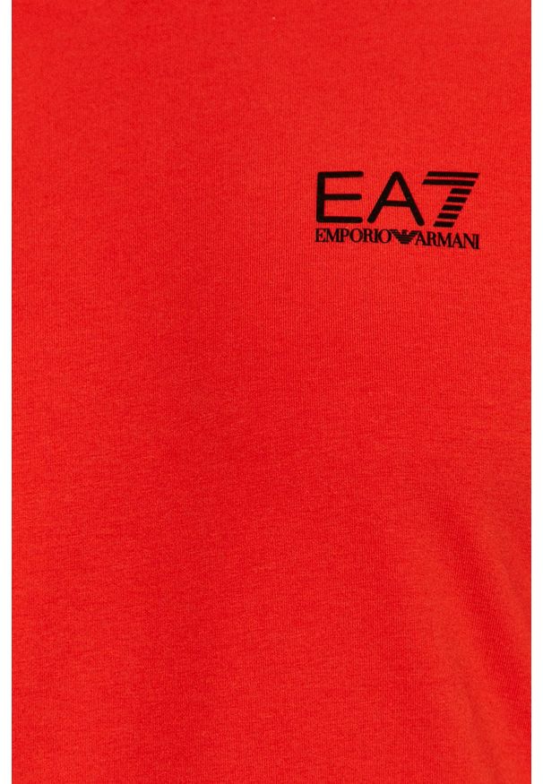 EA7 Emporio Armani - T-shirt. Okazja: na co dzień. Kolor: czerwony. Materiał: dzianina. Styl: casual