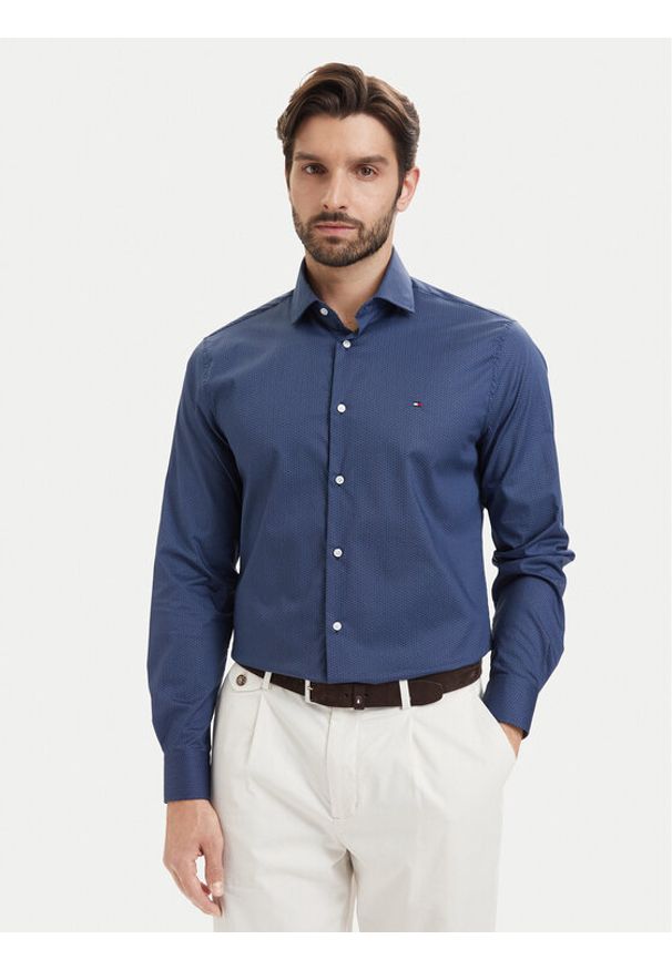TOMMY HILFIGER - Tommy Hilfiger Koszula MW0MW43756 Granatowy Regular Fit. Kolor: niebieski. Materiał: bawełna
