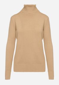 Born2be - Ciemnobeżowy Sweter z Golfem z Domieszką Kaszmiru i Wiskozy Zaisma. Okazja: na co dzień. Typ kołnierza: golf. Kolor: beżowy. Materiał: kaszmir, wiskoza. Długość rękawa: długi rękaw. Długość: długie. Styl: casual, elegancki #3