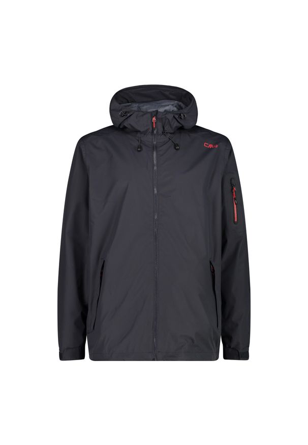 Kurtka przeciwdeszczowa z kapturem CMP. Typ kołnierza: kaptur. Kolor: szary, wielokolorowy, czarny. Sport: turystyka piesza