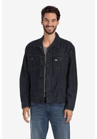 Lee - KURTKA PRZEJŚCIOWA MĘSKA LEE PINSTRIPE RIDER JACKET INDIGO L89ZEJCA