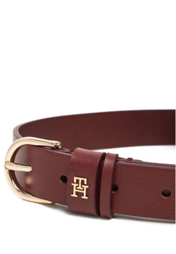 TOMMY HILFIGER - Tommy Hilfiger Pasek Damski Essential Effortless 2.5 Go AW0AW16836 Bordowy. Kolor: czerwony. Materiał: skóra