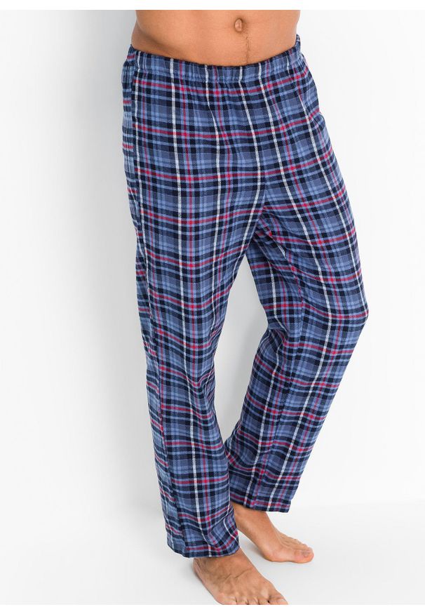 bonprix - Piżama z miękkiej flaneli z plisą guzikową i długim rękawem.. Kolor: czerwony. Materiał: tkanina. Długość: długie