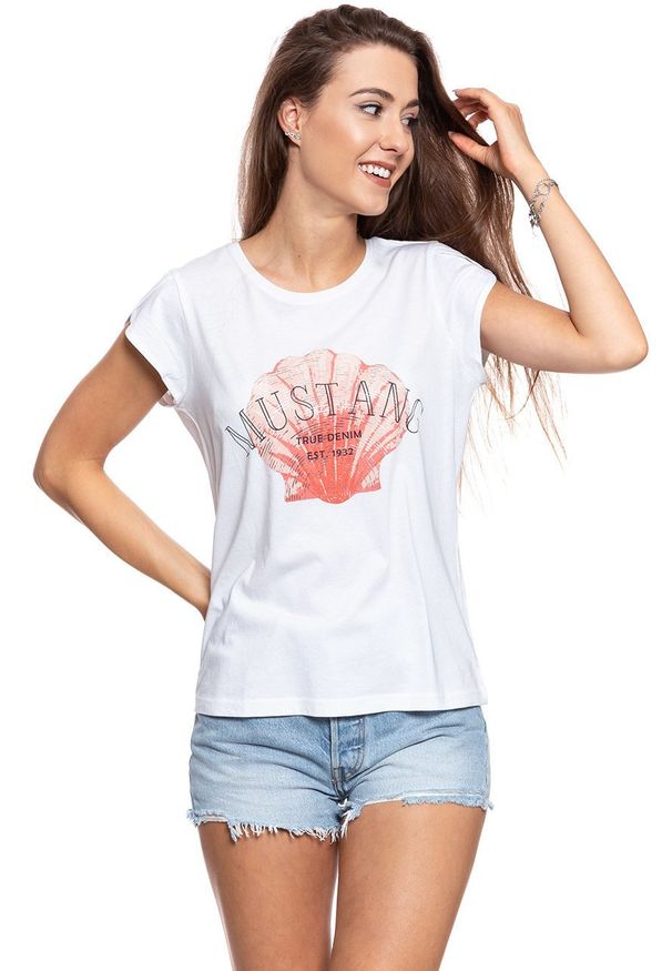 Mustang - MUSTANG T SHIRT DAMSKI Alina C Foilprint 1009473 2045. Wzór: nadruk