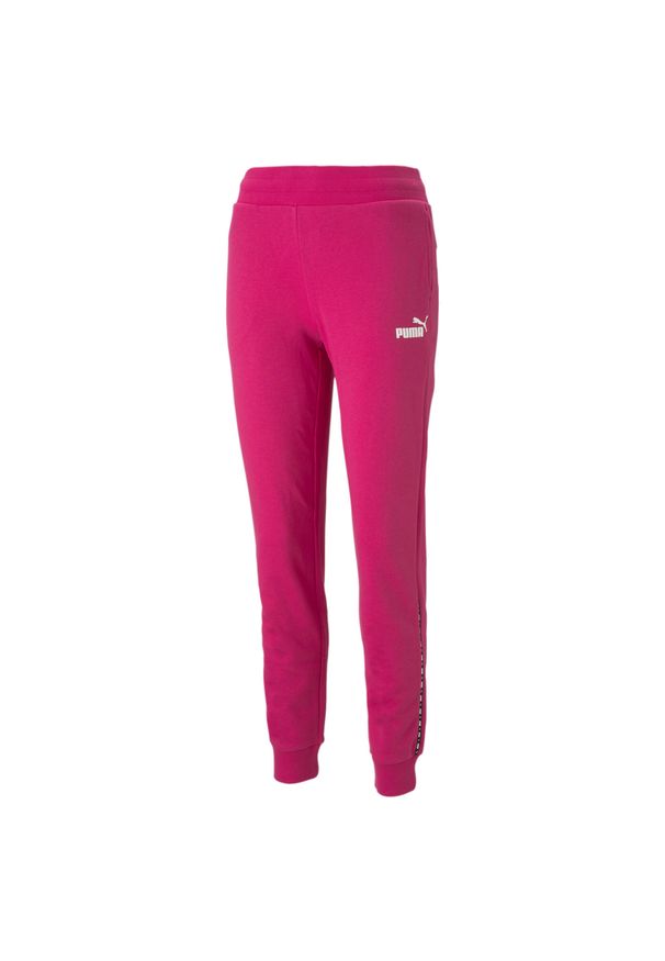 Spodnie damskie Puma Power Tape. Kolor: różowy. Materiał: bawełna, dresówka, materiał. Sport: fitness