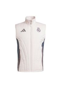 Adidas - Bezrękawnik Real Madrid Winterized. Kolor: szary, brązowy, wielokolorowy, fioletowy. Materiał: materiał. Długość rękawa: bez rękawów. Sport: piłka nożna
