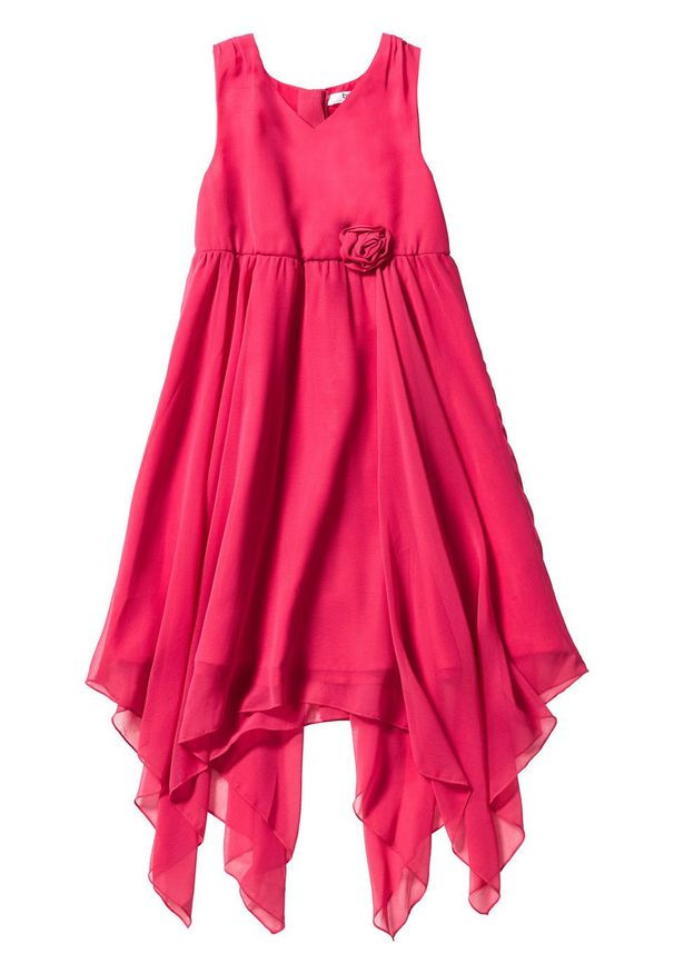 Sukienka dziewczęca szyfonowa bonprix różowy hibiskus. Kolor: różowy. Materiał: szyfon