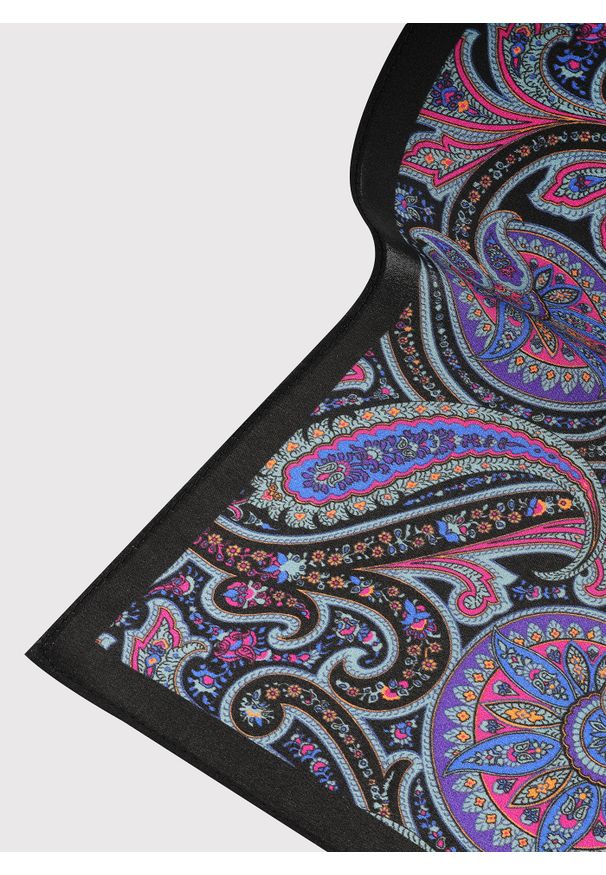 Pako Lorente - PAKO LORENTE – Czarna poszetka w paisley. Kolor: czarny. Materiał: jedwab. Wzór: paisley