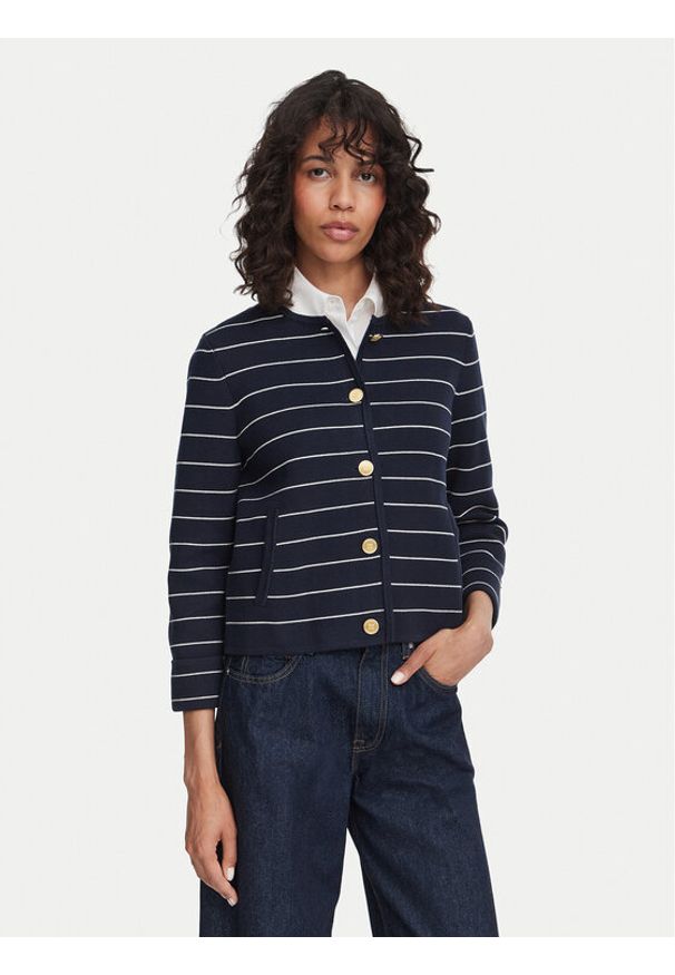 TOMMY HILFIGER - Tommy Hilfiger Kardigan WW0WW50088 Granatowy Regular Fit. Kolor: niebieski. Materiał: bawełna