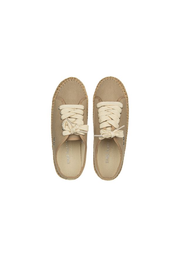 emu - Espadryle Emu Agonis Organic Almond 119188, Brązowy, Materiał. Kolor: brązowy. Materiał: tkanina. Szerokość cholewki: normalna. Wzór: aplikacja. Styl: klasyczny, wakacyjny