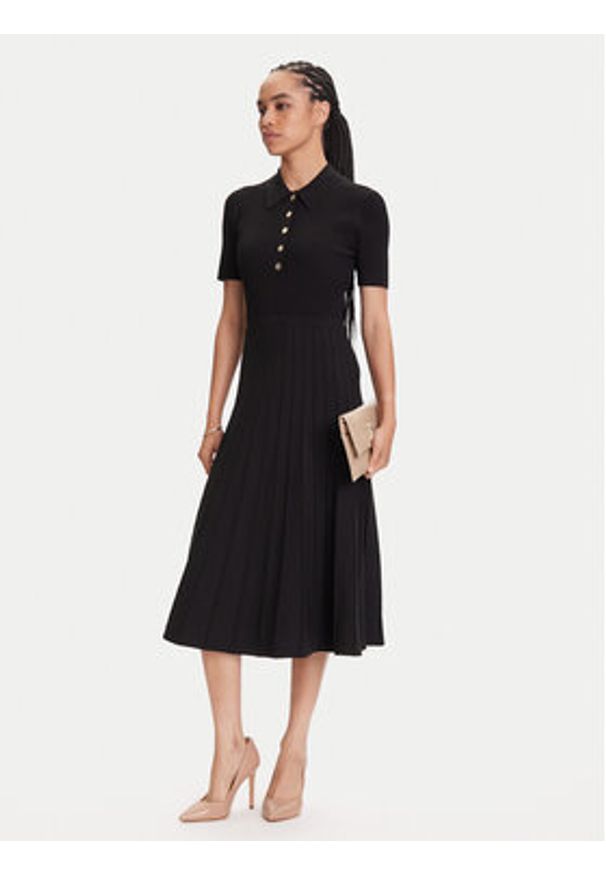 MICHAEL Michael Kors Sukienka dzianinowa MT5834F33D Czarny Regular Fit. Kolor: czarny. Materiał: wiskoza