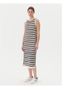 TOMMY HILFIGER - Tommy Hilfiger Sukienka dzianinowa WW0WW45649 Beżowy Slim Fit. Kolor: beżowy. Materiał: bawełna #4