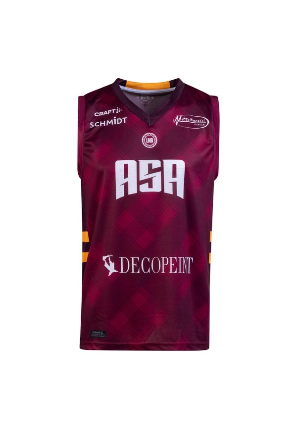 Craft - Koszulka domowa Alliance Sport Alsace 2024/25. Kolor: czerwony, wielokolorowy, brązowy. Sport: koszykówka