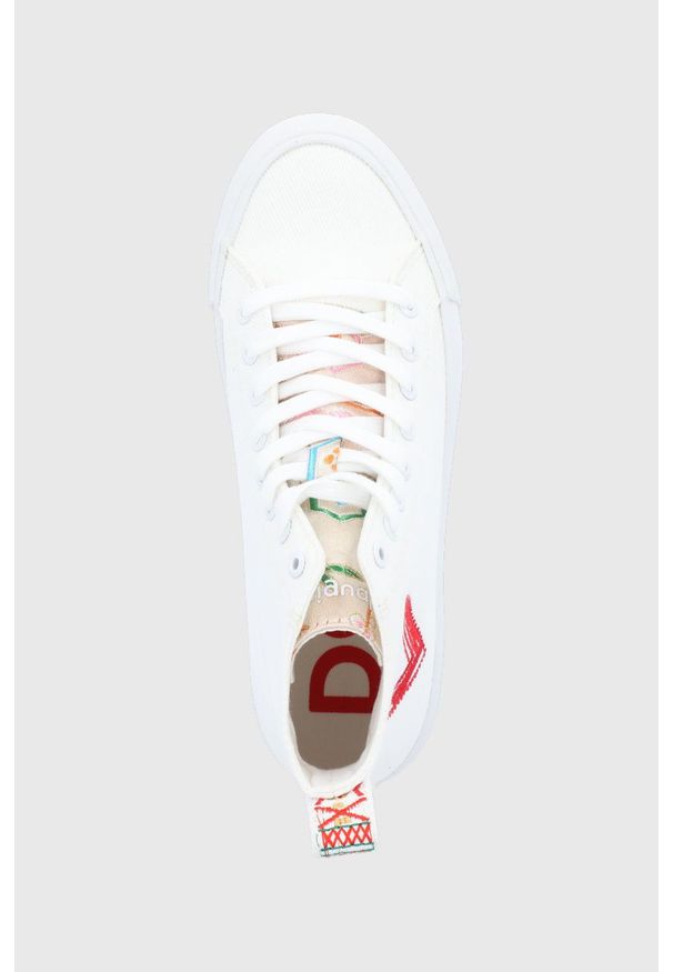 Desigual trampki damskie kolor biały. Zapięcie: sznurówki. Kolor: biały. Materiał: guma