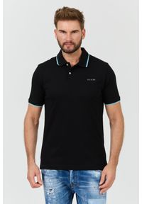 Guess - GUESS Czarne męskie polo Lyle, Rozmiar XXL. Typ kołnierza: polo. Kolor: czarny
