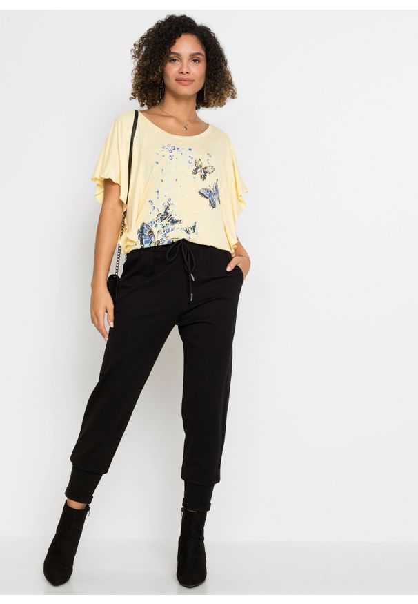 bonprix - Shirt. Kolor: żółty. Długość: krótkie. Wzór: gładki, nadruk. Styl: elegancki