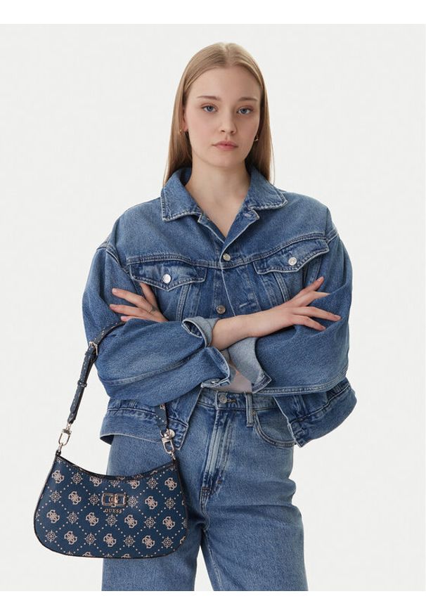 Guess Torebka Emelie Logo HWGP99 28180 Granatowy. Kolor: niebieski. Materiał: skórzane