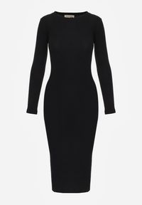 Renee - Czarna Sweterkowa Sukienka o Dopasowanym Kroju Sartana. Okazja: do pracy. Kolor: czarny. Długość rękawa: długi rękaw. Typ sukienki: dopasowane #5