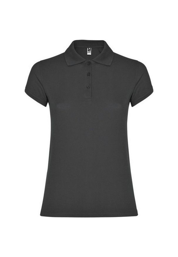 ROLY - Damska Koszulka Polo W Gwiazdki. Typ kołnierza: polo. Kolor: szary, niebieski, wielokolorowy