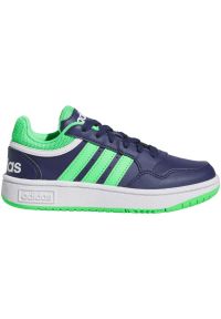 Adidas - Buty adidas Hoops 3.0 Jr IG3829 zielone. Okazja: na co dzień. Zapięcie: sznurówki. Kolor: zielony. Materiał: syntetyk, skóra, guma. Szerokość cholewki: normalna