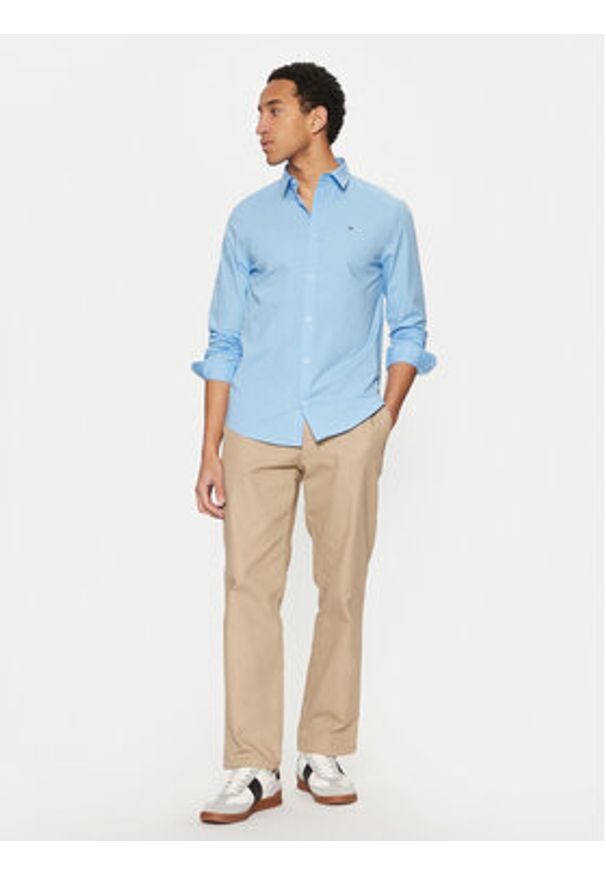 Tommy Jeans Koszula Original DM0DM04405 Niebieski Slim Fit. Kolor: niebieski. Materiał: bawełna