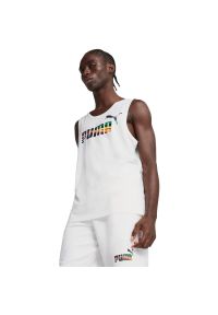 Podkoszulek Puma Love United Tank, Mężczyźni. Kolor: biały. Materiał: bawełna, materiał