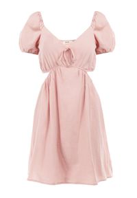 Born2be - Różowa Sukienka Roatta. Kolor: różowy. Materiał: bawełna. Wzór: jednolity. Sezon: lato. Długość: mini #3