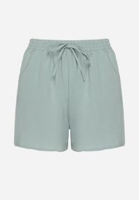 Born2be - Zielone Szorty z Wysokim Stanem i Wiązaniem Lunadria. Okazja: na co dzień. Stan: podwyższony. Kolor: zielony. Styl: elegancki, casual #7