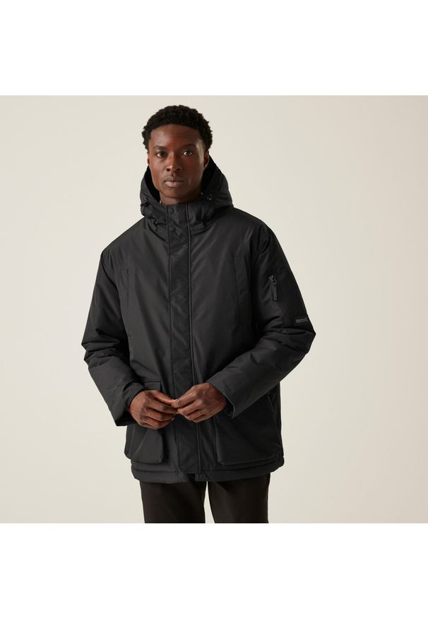 Regatta - Volter Podgrzewana męska wodoodporna ocieplana kurtka turystyczna. Kolor: czarny. Sezon: zima. Sport: turystyka piesza