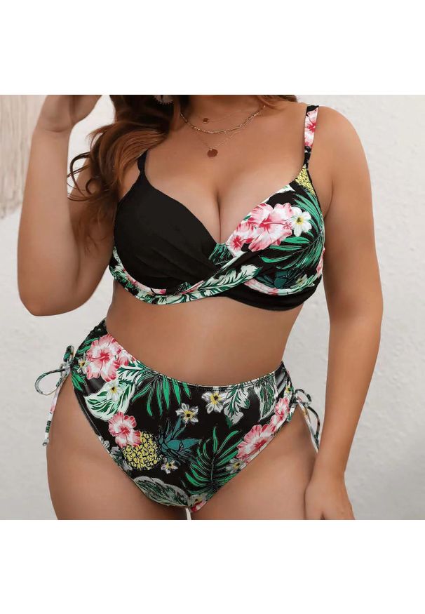 Intica - Strój kąpielowy dwuczęściowy z kwiatowym wzorem i podtrzymującymi miseczkami Margretha. Kolor: wielokolorowy. Materiał: tkanina. Wzór: kwiaty
