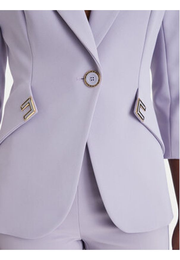 Elisabetta Franchi Marynarka GI-215-61E2-V590 Fioletowy Regular Fit. Kolor: fioletowy. Materiał: syntetyk