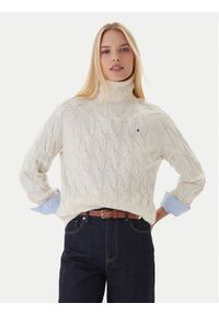 TOMMY HILFIGER - Tommy Hilfiger Golf WW0WW46791 Beżowy Regular Fit. Typ kołnierza: golf. Kolor: beżowy. Materiał: wełna #1