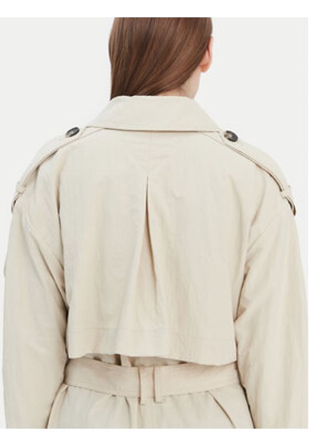 TOMMY HILFIGER - Tommy Hilfiger Trencz WW0WW45632 Beżowy Oversize. Kolor: beżowy. Materiał: syntetyk