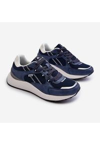 Inblu - Sneakersy Buty Sportowe Męskie INBLU IU000006 Granatowe niebieskie. Okazja: na co dzień. Kolor: niebieski. Materiał: materiał, skóra