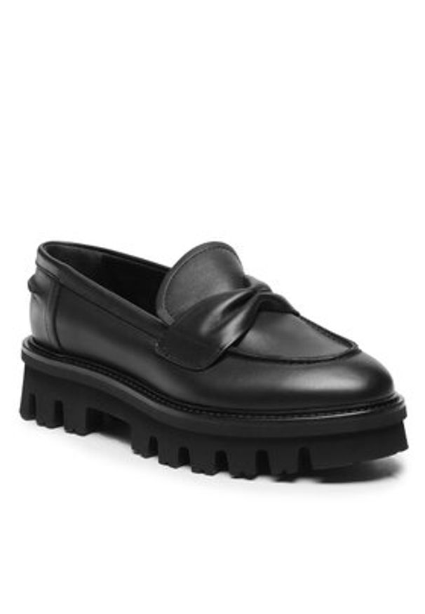 AGL Loafersy Natalia Moc D721069PTWALDI0000 Czarny. Kolor: czarny. Materiał: skóra