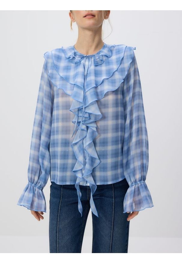 Reserved - Koszula z żabotem - wielobarwny. Typ kołnierza: z żabotem. Materiał: tkanina