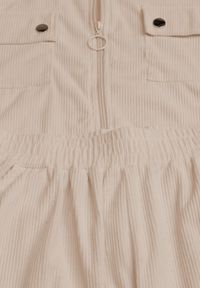 Born2be - Jasnobeżowy Komplet Dresowy z Prążkowanego Materiału Bluza z Kołnierzykiem i Spodnie z Gumką w Pasie Kerulla. Kolor: beżowy. Materiał: prążkowany, materiał, dresówka #7