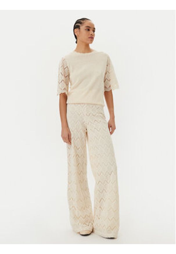 TwinSet - TWINSET Spodnie materiałowe 251TP2409 Beżowy Wide Leg. Kolor: beżowy. Materiał: bawełna