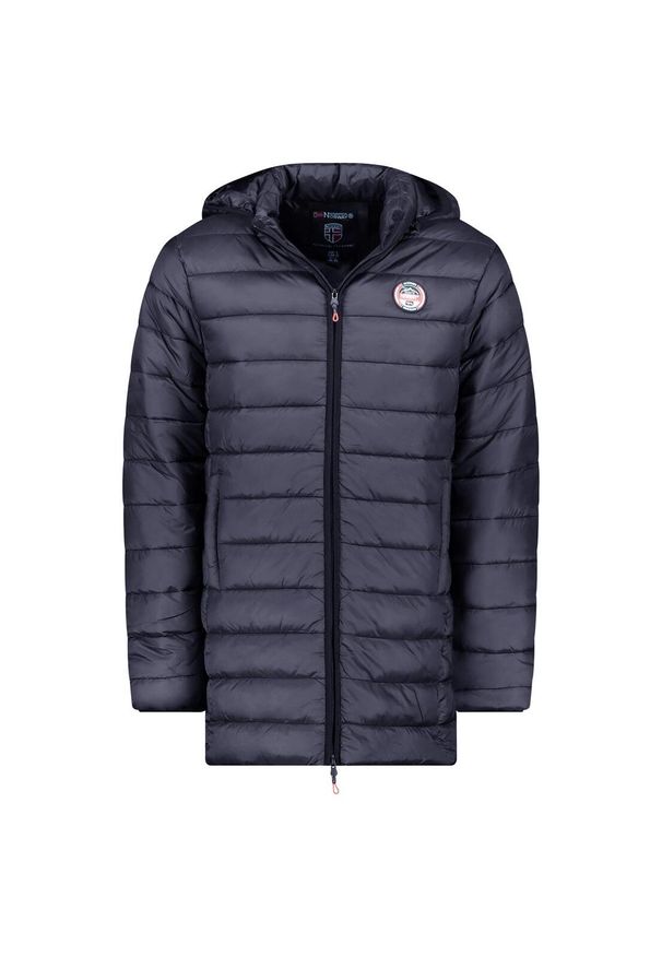 Geographical Norway - Kurtka męska GEOGRAPHICAL NORWAY Amigomap Long Hood DB Navy.. Kolor: niebieski. Długość: długie. Sport: turystyka piesza